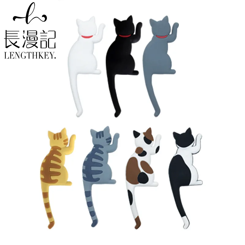2022 Amazon new creative cute cartoon practical magnets cat tail hook Refrigerator sticker hook