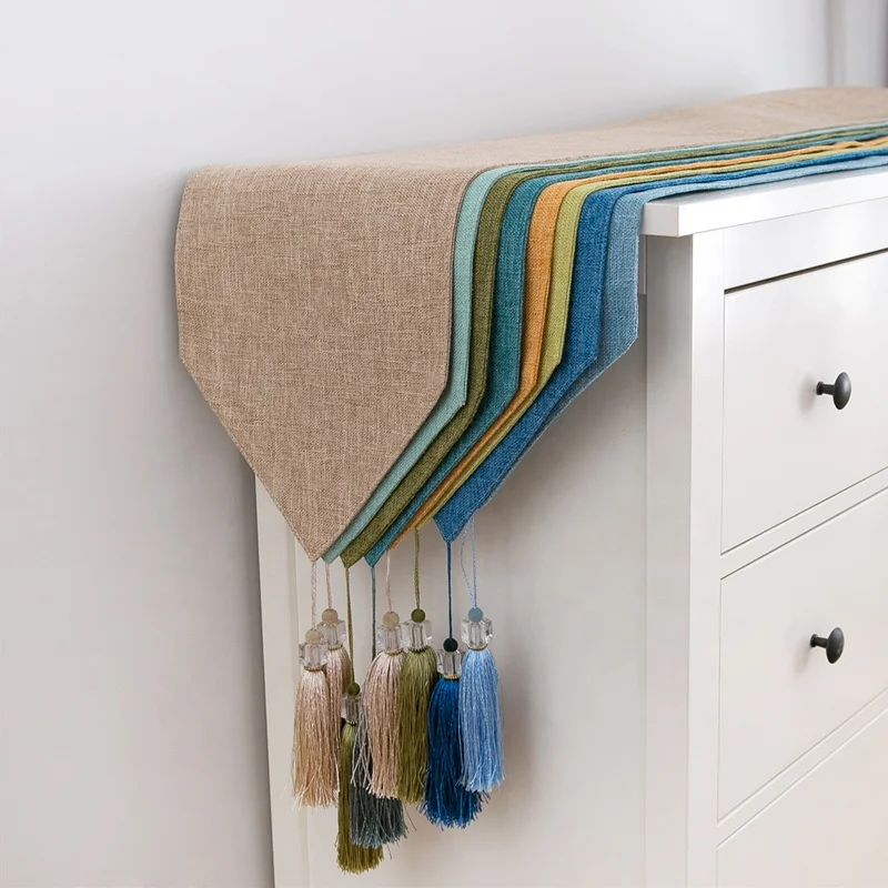 
Pure color Retangular macrame table runner suitable for wedding 