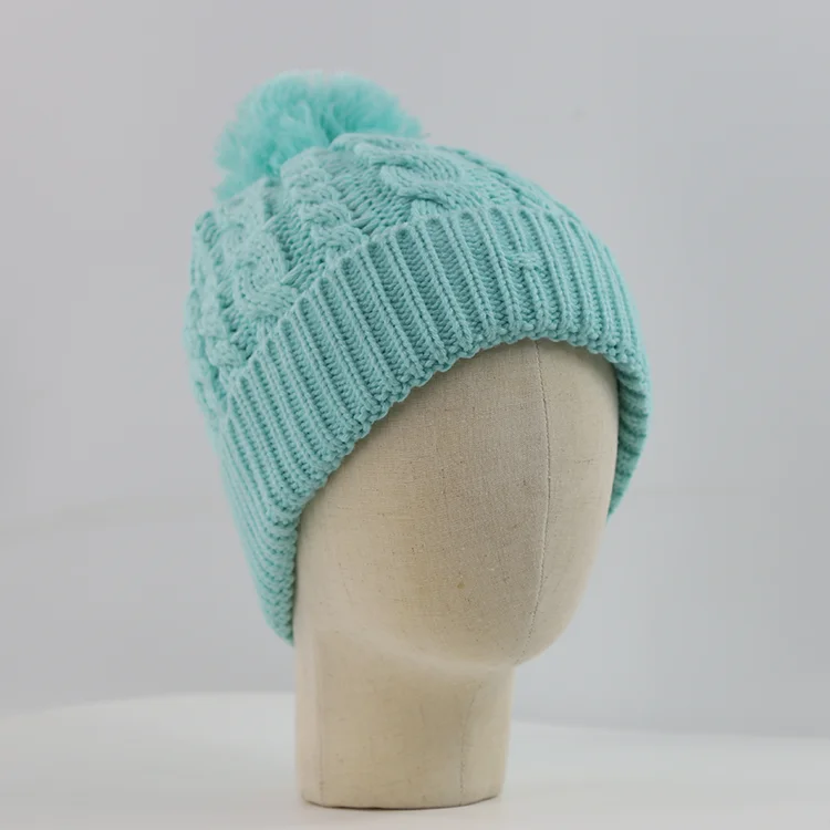 Fashion High Quality Soft Warm Women Pom Beanie Hats Manufacturers Custom Wholesale Warm Soft Winter Knitted Hat Cap