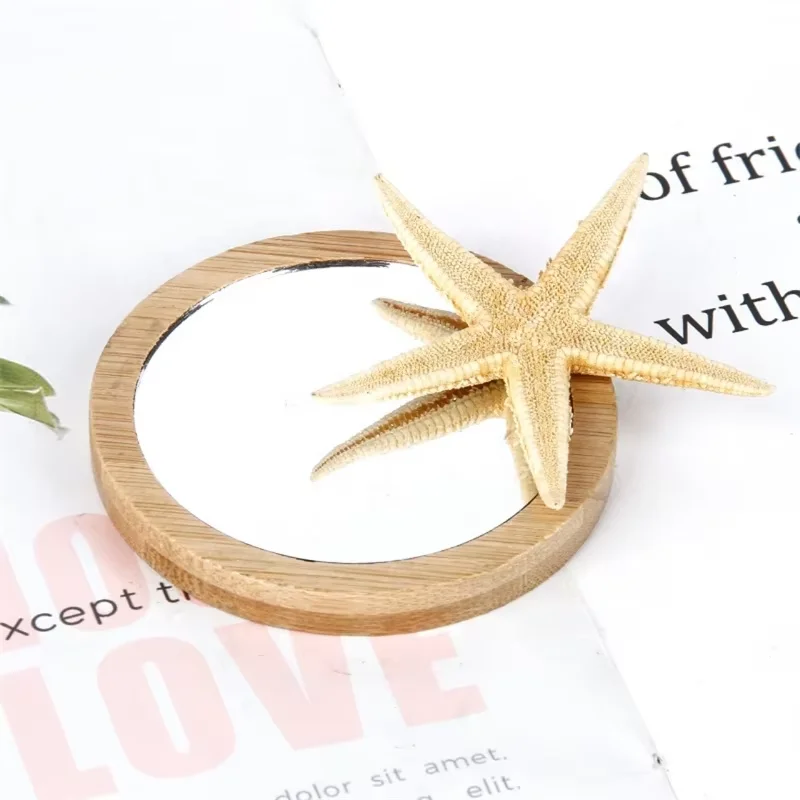 Bamboo Mini Makeup Mirror Hand Mirrors Pure Woman Cosmetic Round Wooden Colour Pocket Glass Personalized Silver Wood 0.05kg