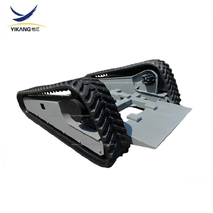Custom triangle frame rubber track undercarriage with hydraulic motor for crawler fire-fighting robot from China manufacturer