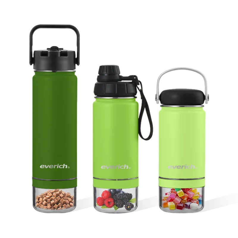 Free Sample 10oz 14oz 18oz Double Wall Insulated Stainless Steel Water Bottles With 4oz Storage Box
