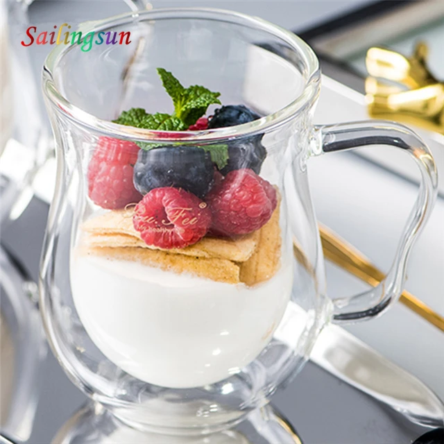 classical premium high clear double wall glass beverage coffee milk mug