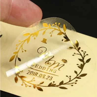 Custom Self Adhesive Printed Die Cut Sticker Clear Gold Foil Stickers Transparent Logo Label