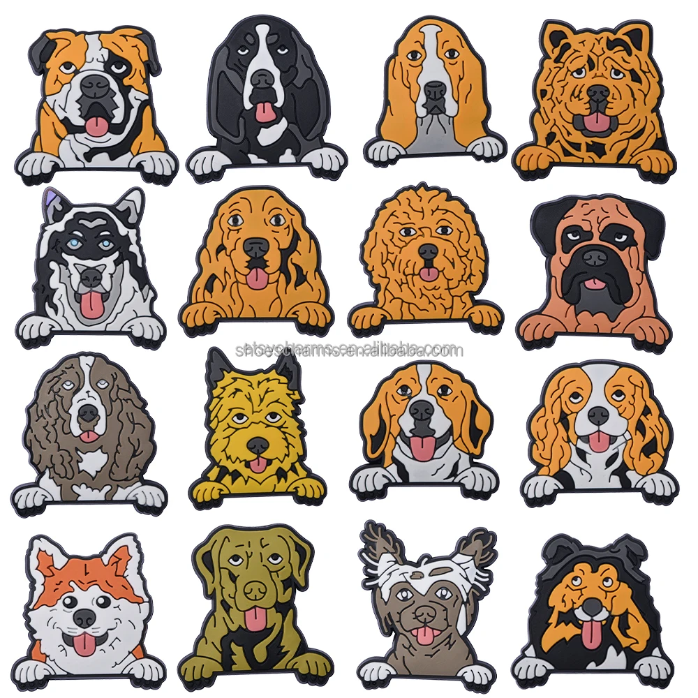 2024 Wholesale High Quality New Arrival Puppy dog family shoe charms for EVA beach clog shoes