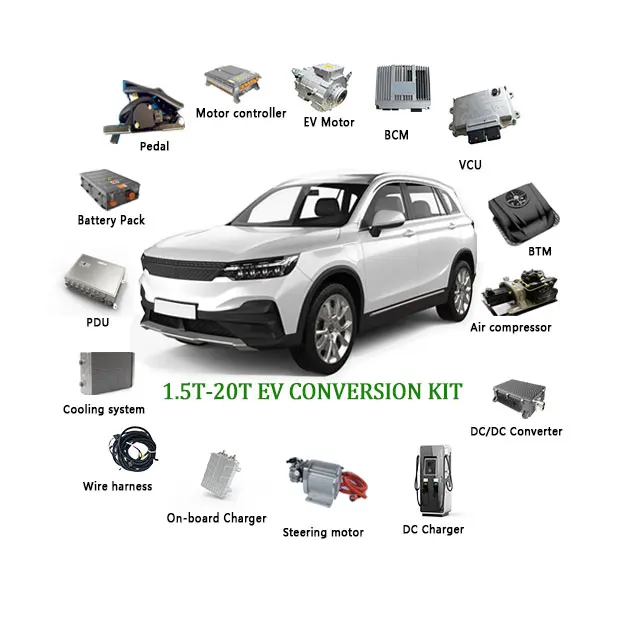 Full Electric Vehicle Kit 18t 80kw new energy vehicle tool AES03T AES08T pmsm motor bus ev conversion kit for car