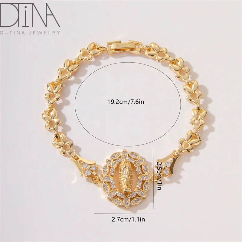 14k fashion luxury jewelry Notre Dame religious bracelet ring crystal zircon beautiful bracelet