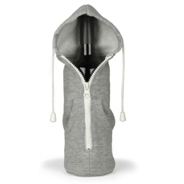 Hoodie Wine Bottle Holder With Zip Closure