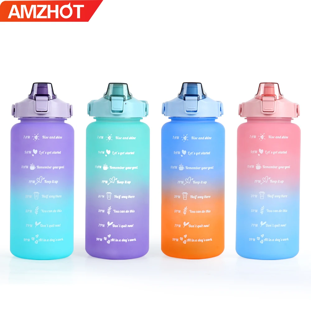 B14-1123 самый популярный продукт Bpa бесплатно 2 литровый пластиковый мотивационный градиентный спортивный кувшин для питьевой воды с маркером времени