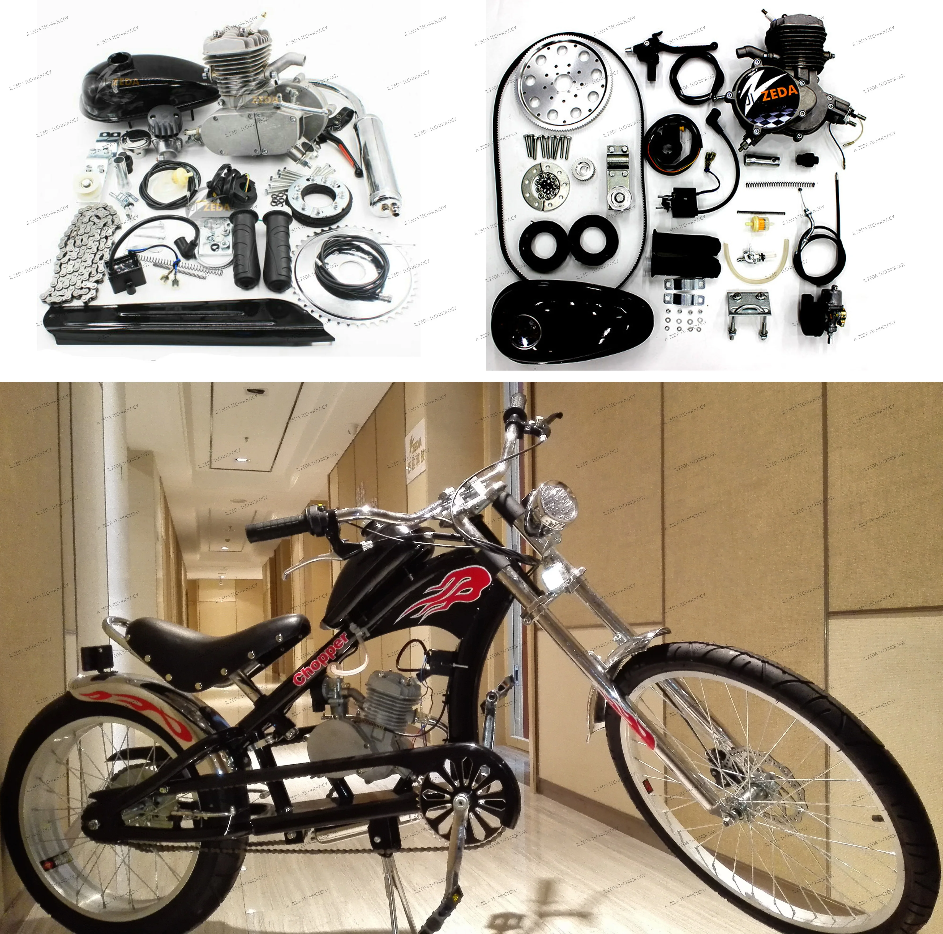  ZEDA бензиновые двигатели YD100 для велосипедов/комплект de motor para bicicleta 80 cc/комплект моторизованных велосипедных газовых