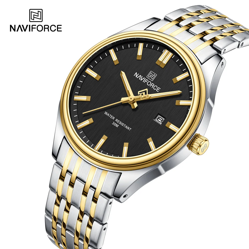 Naviforce NF8039 new design male timepiece low cost Stainless steel band waterproofing date display Leisure wrist watch