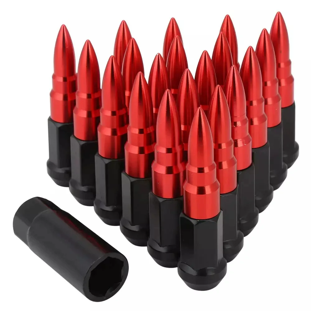 20PCS HIGH QUALITY ALUMINUM EXTENDED TUNER LUG NUTS WITH SPIKE FOR WHEELS/RIMS M12X1.5