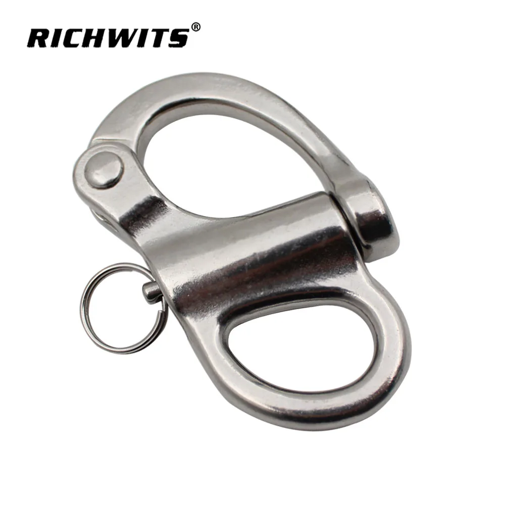 35/52/69mm Stainless steel 316 fixed bail swivel eye snap shackles d rings shackles