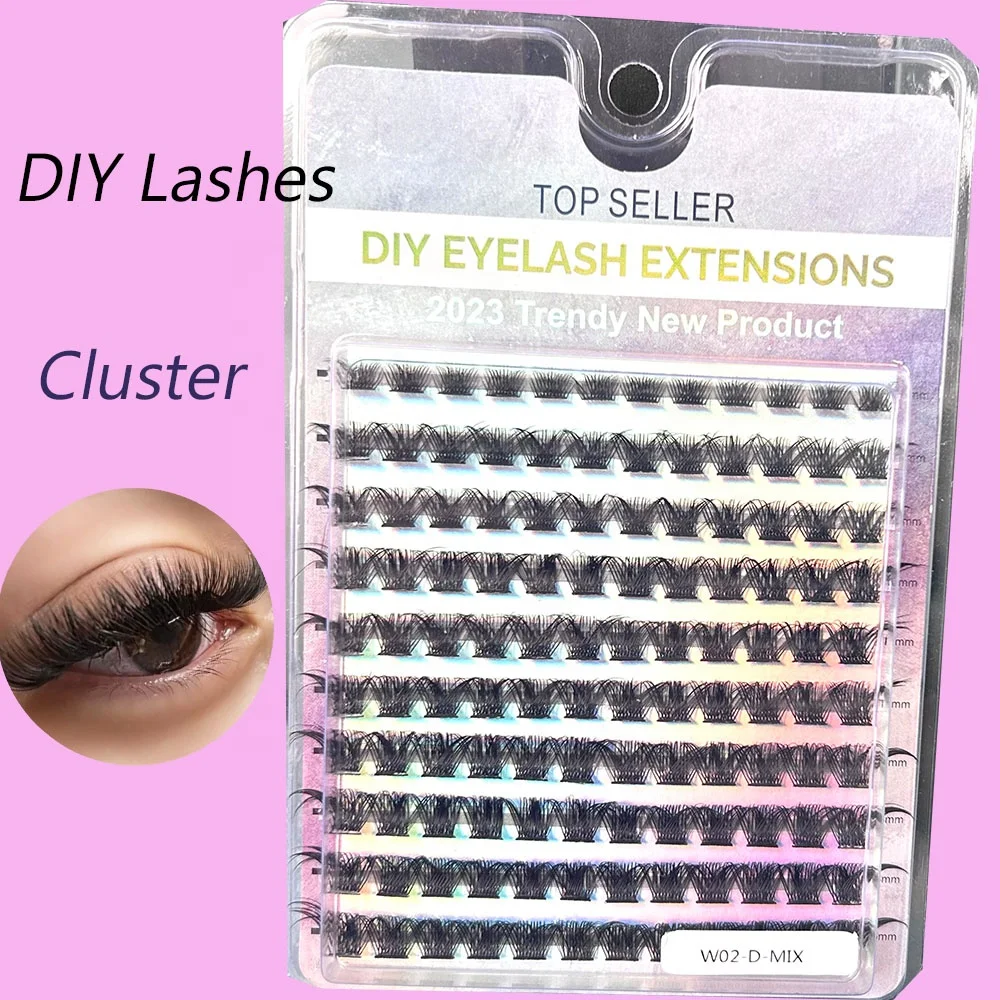 diy cluster lashes with 3D effect pre cut segmented 8-15mm mix glue based faux mink false eyelashes