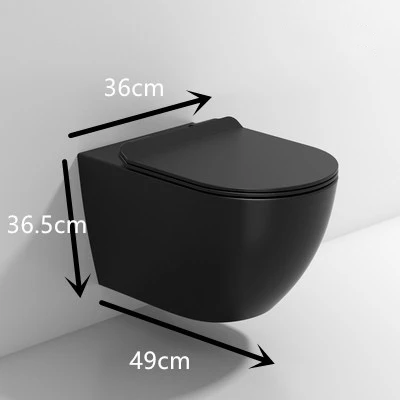 European Matte Black Wall Hung Toilette Round Sanitary Ware P-trap Cheap Rimless Toilet WC