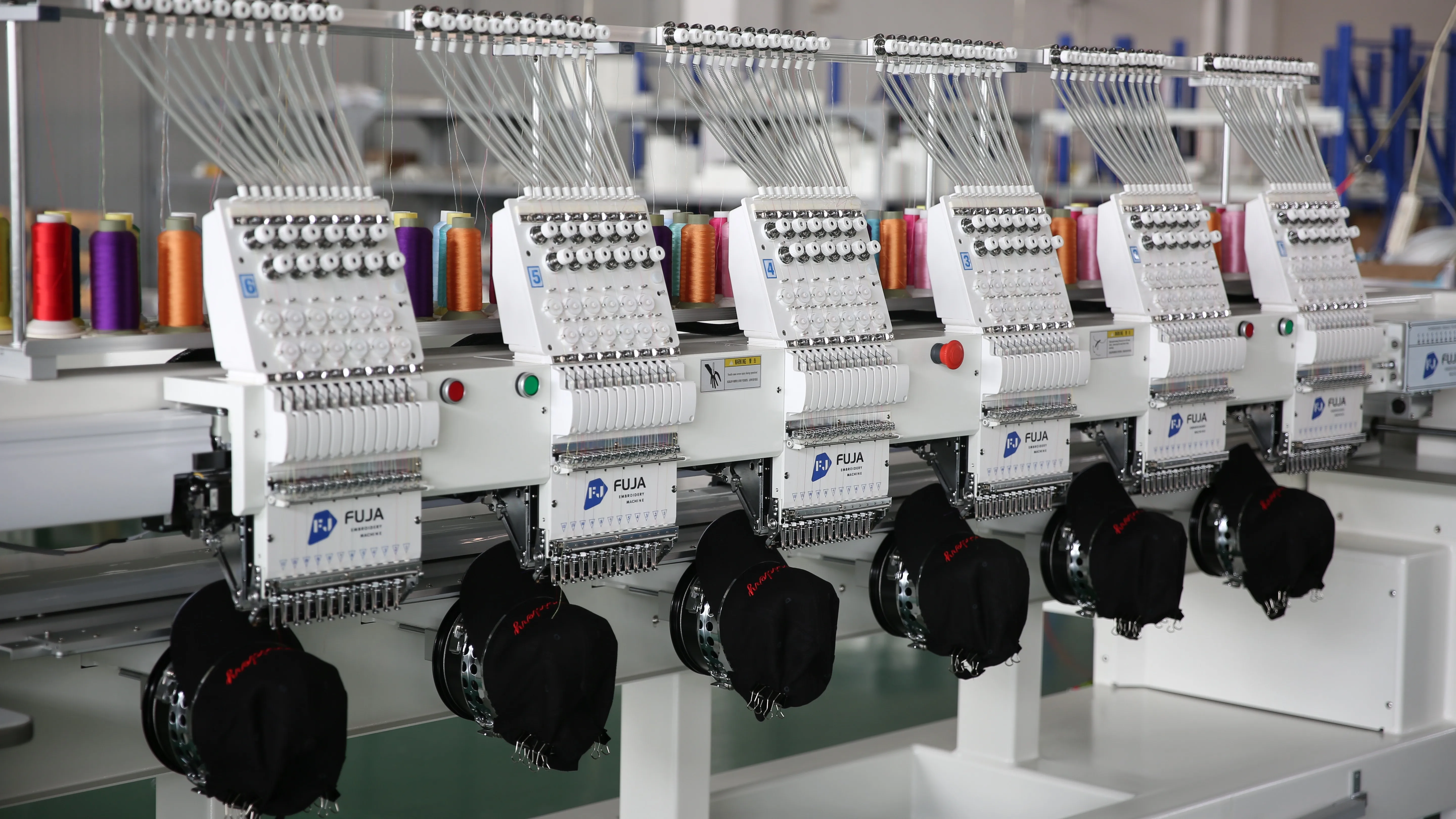 FUJA High Quality Industrial T shirt Hat 6 Heads 12 Colors Computerized Tajima DST Format Embroidery Machine Price