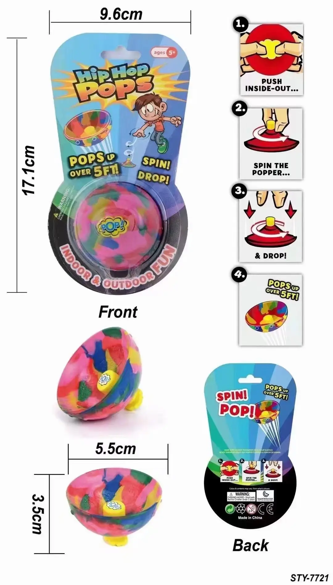 2022 Hot 45mm Funny Hip Pop Rubber Bouncing Jumper Ball for Kids Bouncy Bowl Ball Hip Hop Pops Toy