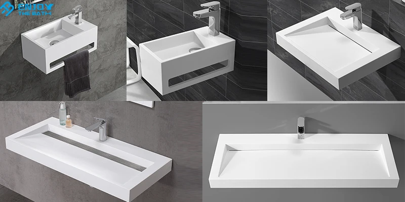 Two Intergrated Shallow Wash Basin Bathroom Sink for Bathtop Products Fabrication Stone 2020 New Shampoo Sinks Solid Surface ETB
