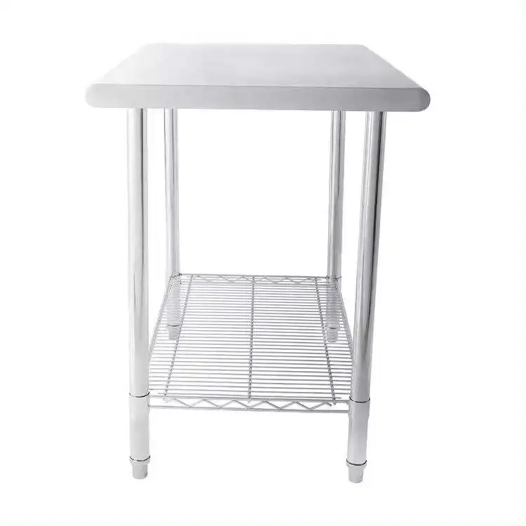 2 Tier Stainless Steel Commercial Grade Work Table Steel Wire Shelf for Kitchen Hotel Restaurant Equipment