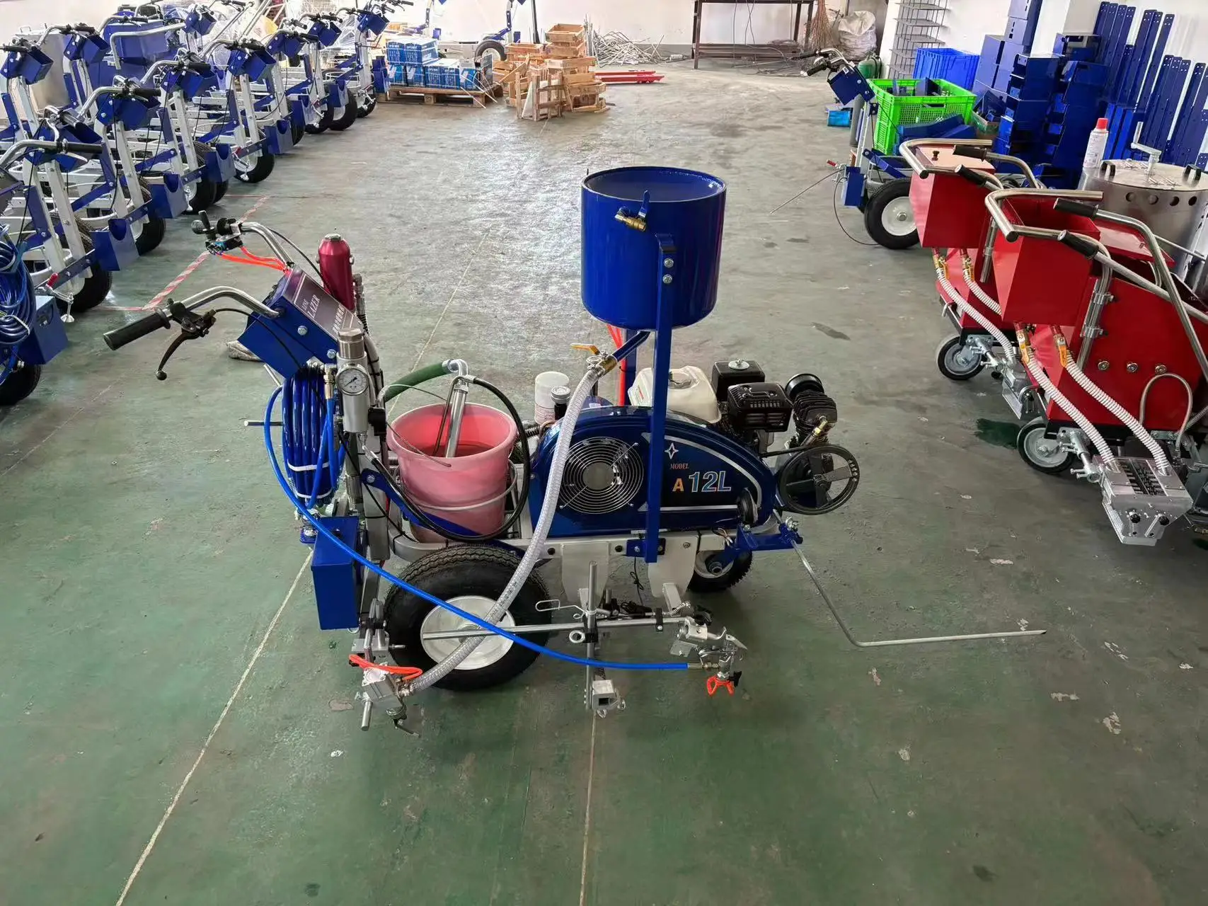 new arrival double pump four spray guns laser system cold airless paint road marking stripper equipment