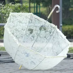 Korean Style Transparent Lace Customized Sunny Rain Straight Umbrella For Lady
