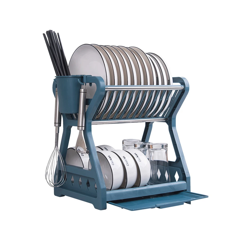 kitchen table desktop 2 Tier over the sink ktableware dish bowl drain Drying storage rack