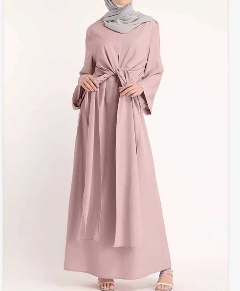 U.Chic 2024 Women Abaya Dubai Dresses Chiffon Middle East Pure Color Robe Muslim Abaya Islamic Clothing