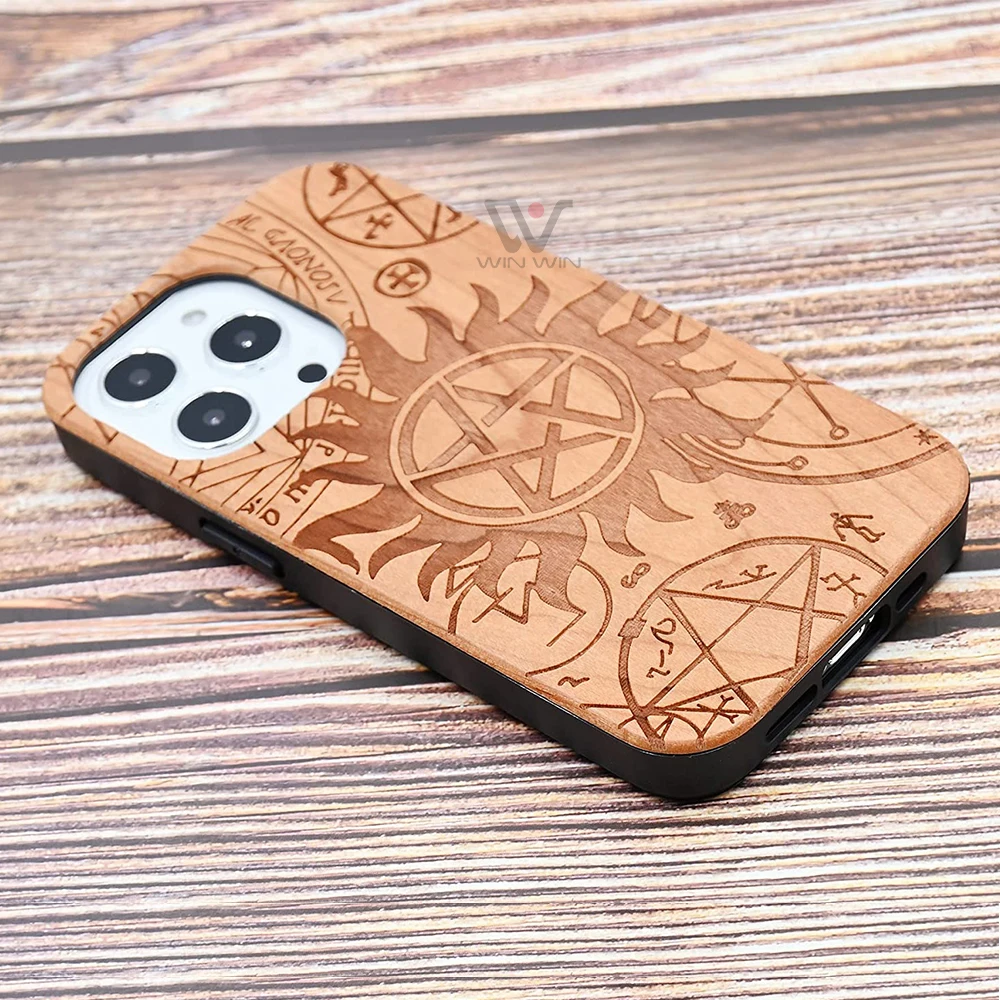 Top Sale Wooden Cellphone Case Engraved Custom Logo Wood Mobile Covers Phone Cases