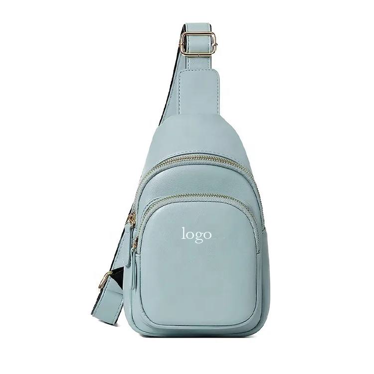 PU luxury travel sport wholesale customized Cell Phone Purse shoulder sling fanny pack leather chest bag for women crossbody