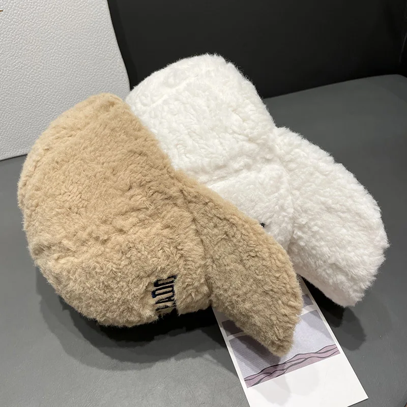Wholesale 6 Panel Unisex Designer hat Custom embroidery logo Winter Women Lamb Fleece Plush Baseball Cap lamb wool baseball caps