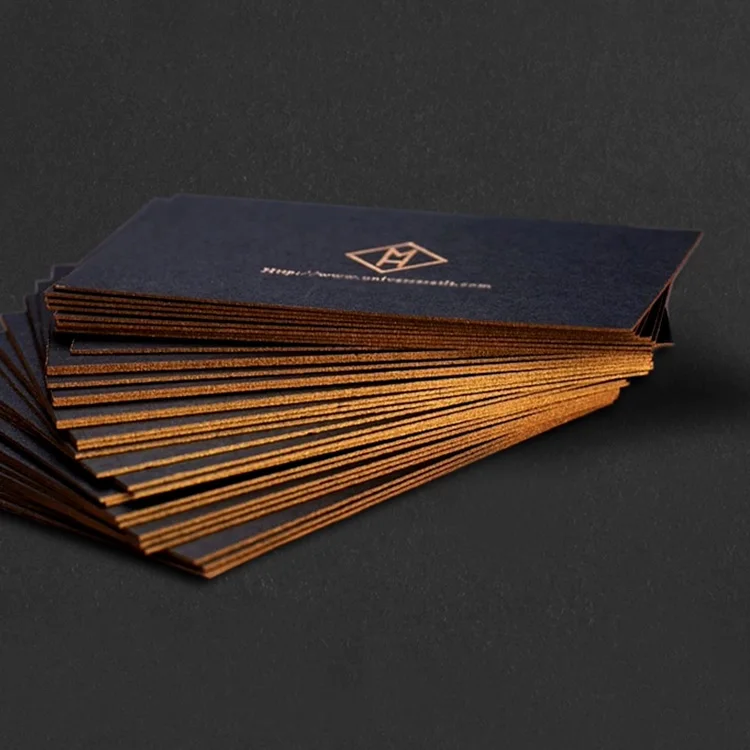 Luxury Custom Printing Gold Foil Greeting Gift Invitation Edge Brush Color Business Creative Postcard Paper Card