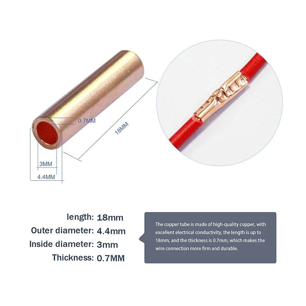 Wholesale BN Copper Wire Ferrules Copper Crimp Connector Non Insulated Electrical naked Butt Terminal Assortment