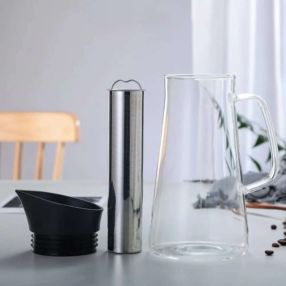 New arrival clear glass cold brew coffee maker glass water pitcher iced tea maker with lid