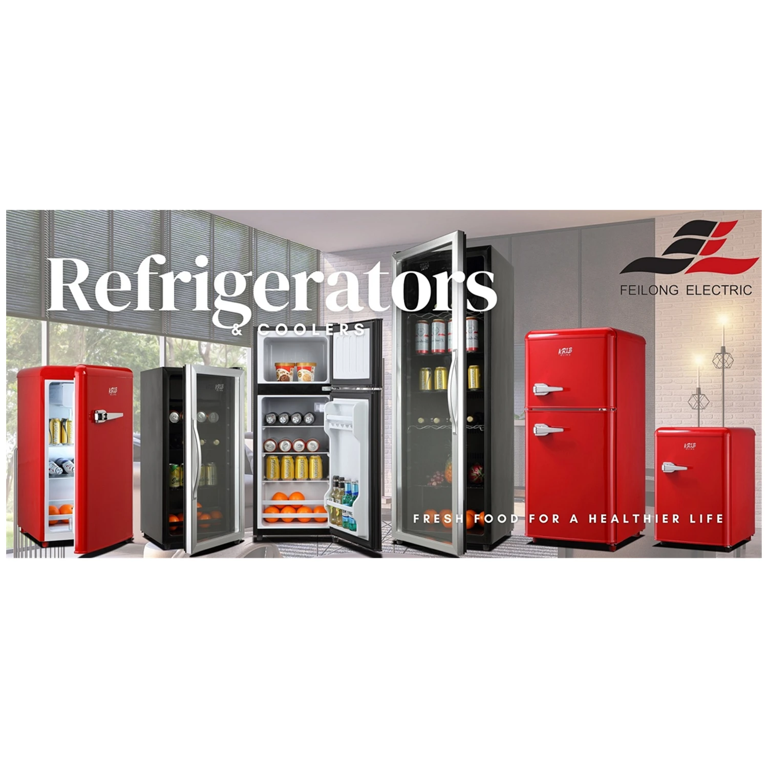 Однодверный холодильник в стиле ретро домашний цветной с круглой дугой