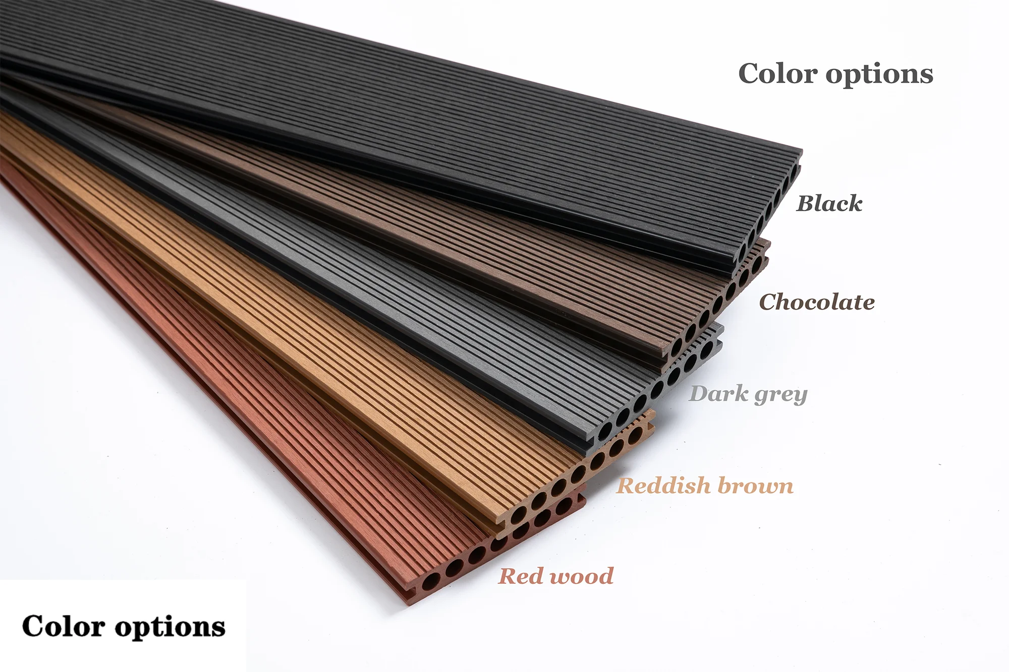 WPC composite 3D Deep embossing round Hollow teak Decking flooring Outdoor exterior composite floor