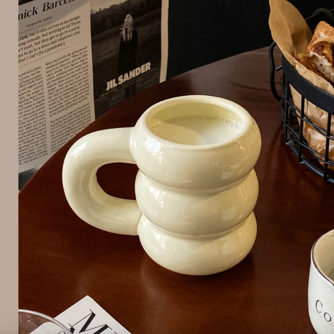 ceramic coffee milk cup High temperature resistant large handle milk coffee color water cup microwavable tire ceramic mug