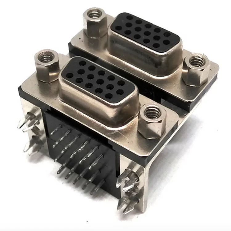 High Quality Custom Wholesale Dual Port Side D-SUB HDR 15P Connector