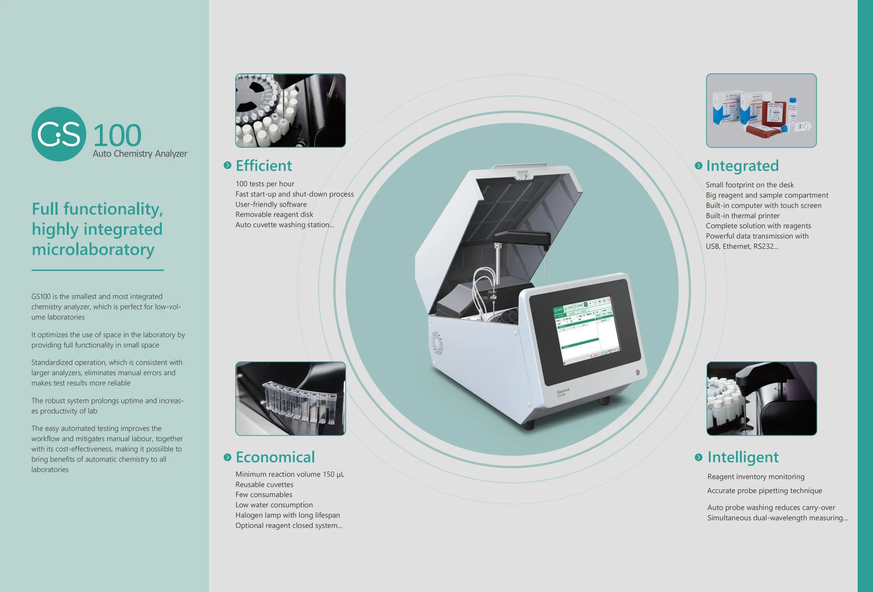 Genrui GS100 fully automatic dry chemistry analyzer lab clinic equipment