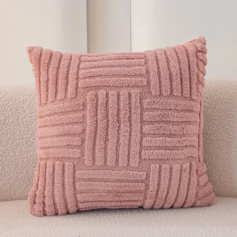 Tafu velvet pillowcase, three-dimensional plush office sofa, waist support, headboard, striped cushion cover wholesale