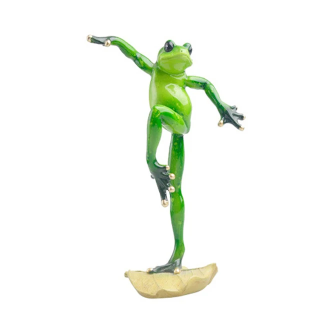 creative craft resin funny frog figurine decor frog on garden statue sculpture