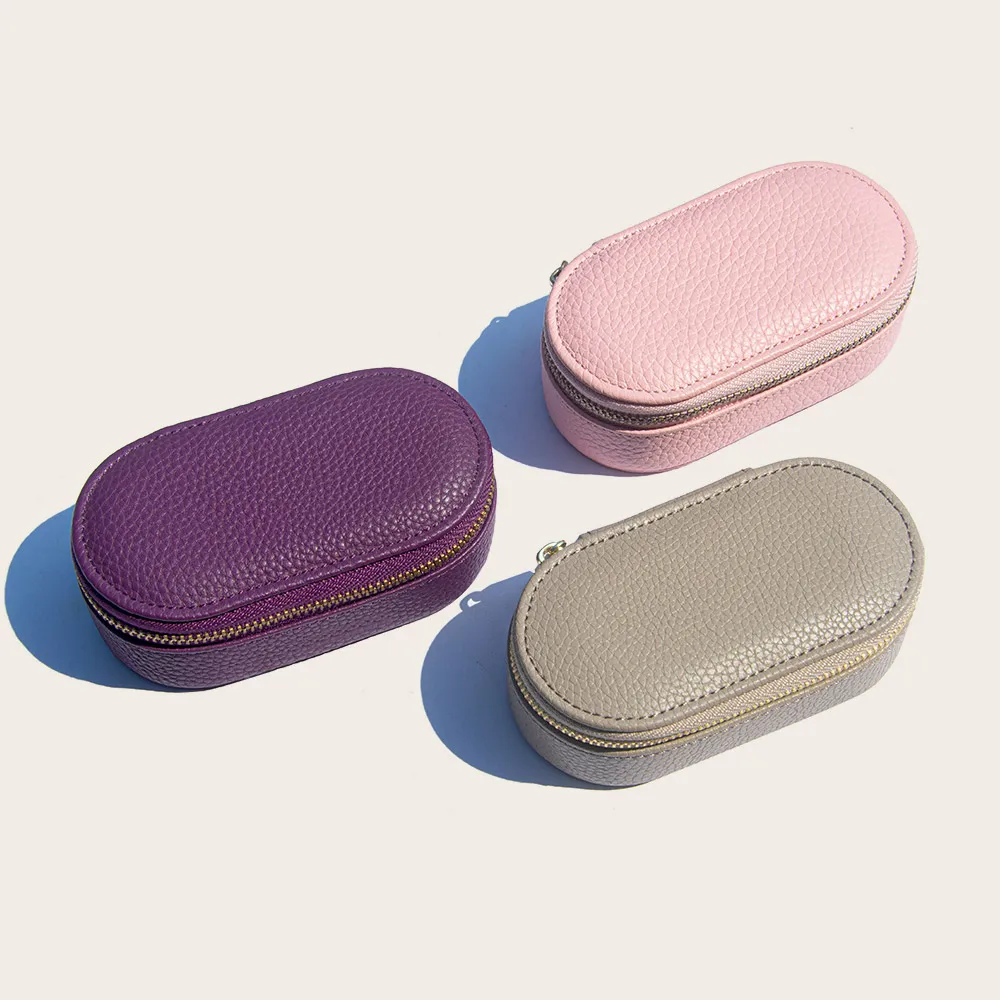 High quality portable earring necklace gift box jewelry case leather luxury jewelry box customized