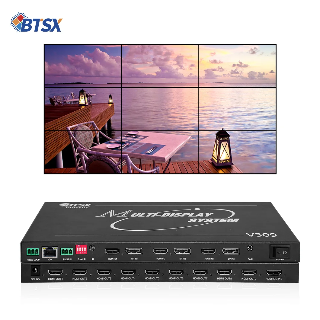 Bitvisus FPGA HD 8k 3x2 3x3 2x3 2x4 1x10 HDMI/DP/HDCP Video Wall Controller 2x2