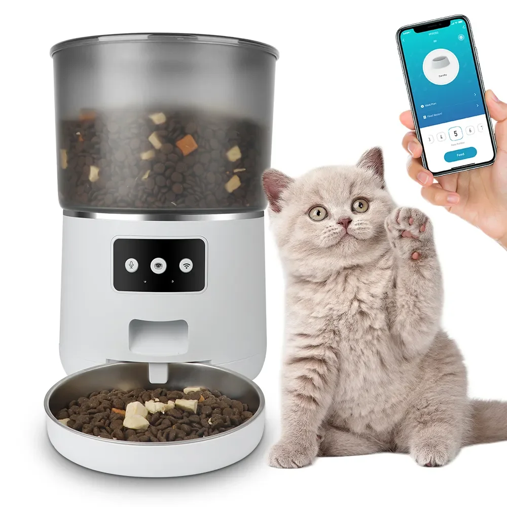 Cat And Dog Food Double Bowl Interactive Dispenser With Camer Wifi Automatic Smart Pet Feeder