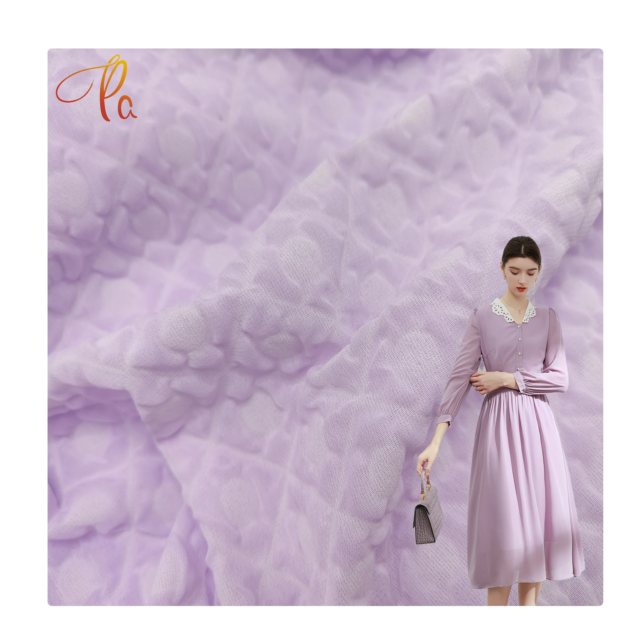 Ready Stock Factory Price Soft Double Crepe Texture Chiffon Fabric For Summer Women Garment