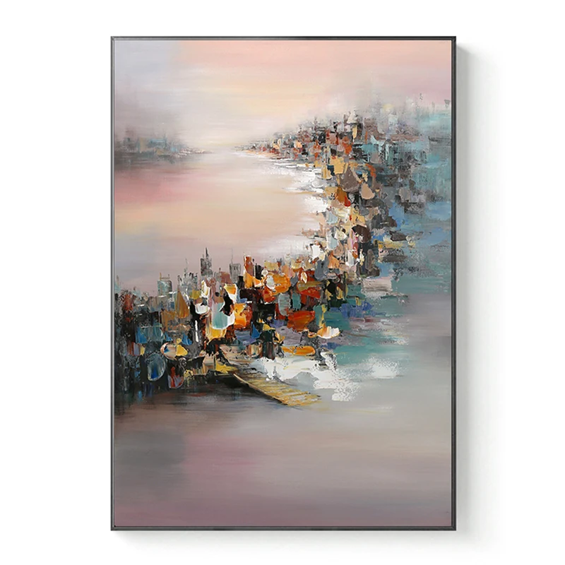 Abstract Wall Art Frame Picture Background Modern City Abstract Landscape Hanging Paintings
