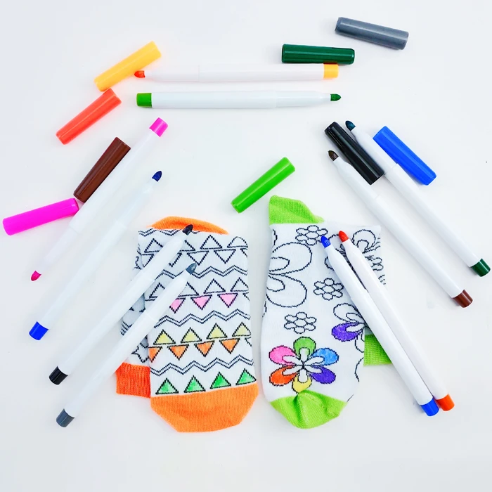 
Child Safe 24 Colors DIY Paint Art Marker Writing Painting on T-Shirts Clothes Fabric Pens Permanent Textile Marker Set 