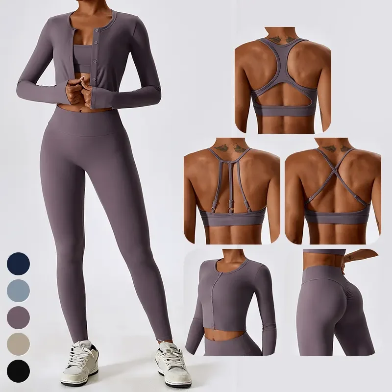 Wholesale Sport Suit High Waist Leggings Sports Bra Custom Activewear Clothing Workout Wear Yoga Set Women Gym Fitness Sets