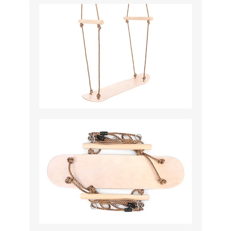 Indoor Outdoor Playground Baby Wooden Hanging Swing Seat Backyard Toys Skateboard Skate Swing Children Wooden Tree Swing Chair