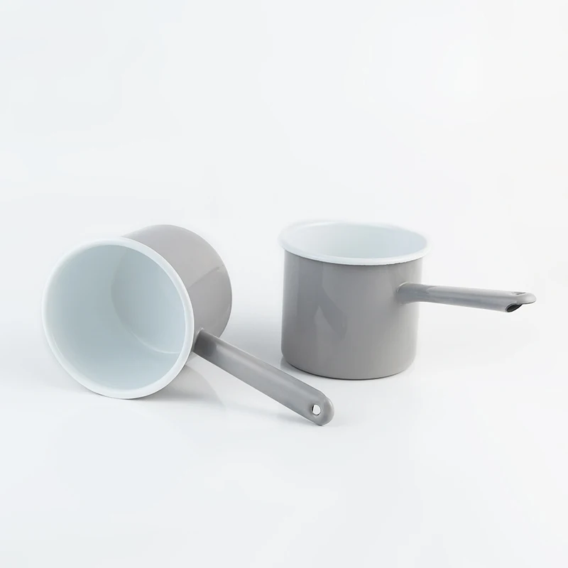 Mini enamel cast iron sauce pan grey color non stick sauce pan enamel milk pan with handle