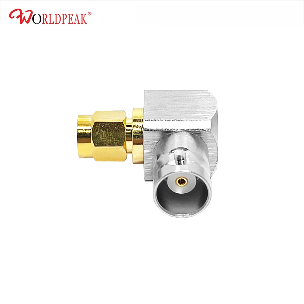 50OHM BNC female jack  right angle to SMA male plug Coax Adapter RF Connector Adaptor